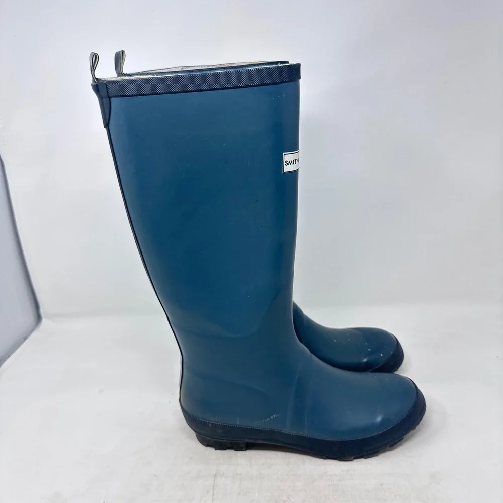 Smith & Hawken Rain Boots Blue 7 Tall Waterproof Gardening Wellies Fisherman